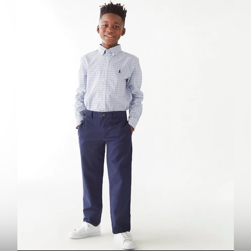 Polo Ralph Lauren Boys Navy Chino Pants Size 20 Slim Fit Cotton Dress Slacks